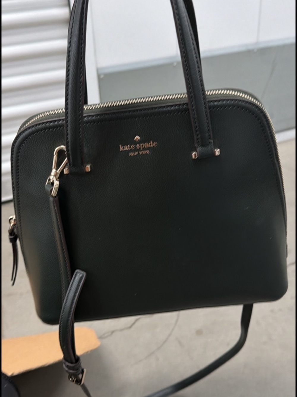 kate spade Black Dome Satchel with Gold Hardware